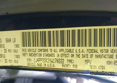 2010 Jeep Liberty Sport from USA, damaged, VIN 1J4PP2GK2AW170222